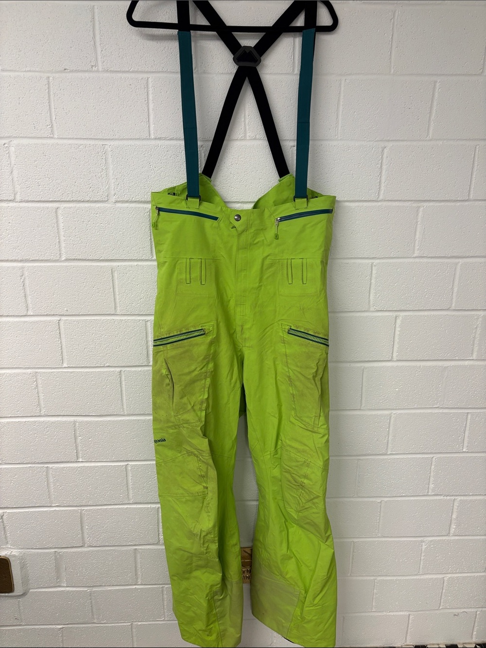 Patagonia Men's Lime Green Snow/Ski Bib Pants